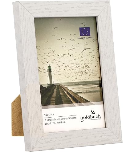 Weißer Holz-Fotorahmen Von Deknudt – Mit Naturfarbener Außenkante, Für Bilder 15x20 Cm