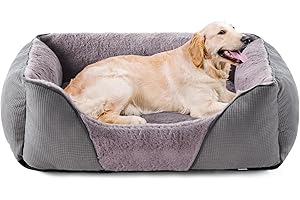 JOEJOY XL Dog Bed Washable Waterproof No Dust No Odor Fluff 89x64x23cm, Extra Large Grey, Dog Beds Extra Large for Labrador/Golden Retriever