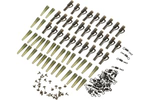 LIXADA Lixa-da Pêche Set Lead Clips Tail, Un Total de 120PCS, Tubes en Caoutchouc de Sécurité avec Quick Change Pins, Swivels Pêche à la Carpe Terminal Tackle Outil Accessoires