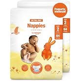 By Amazon Ultra-Dry Diapers, Size 2 (3-6 kg), Channeled, White, 168 Count (2 Packs of 84) - New Version (Formerly a Mama Bear