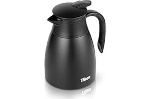 Tiken 1L Caraffa Termica per il Caffè da, Brocca Isolante in Acciaio Inossidabile per il Caffè, Tè e altre Bevande Calde e Fredde