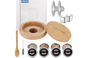 Kit per affumicatore per Cocktail, Lecone Kit per Fumatore per Bevande di Whisky Vecchio Stile, Kit per Infusore per Bevande con Trucioli di Quercia, Ciliegia, Mela e Pecan di Whisky