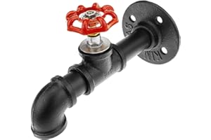 PrimeMatik - Perchero de Pared de Acero 1 Gancho. Colgador de Ropa y toallero de Tubo con Grifo Industrial