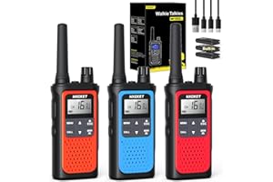 Talkie Walkie Longue Portée,NXGKET PMR446 sans Licence Talkie-walkie Professionnel,Rechargeable avec Batterie Li-ION Intégrées,16 Canaux Radio avec Lampe De Poche pour Camping