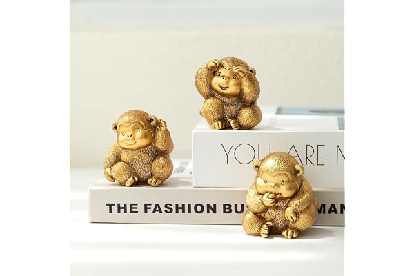 Irayin Statue Singe, Singes Décoration, Cadeau Maman, Sculpture d'singe apporte Chance, Sagesse et Energie, Objet Décorations Modernes pour Intérieurs, Bureau, Salon