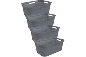 Rotho Brisen 4er-Set Wäschekorb 40l, Kunststoff (PP) BPA-frei, blau, 4 x 40l (59.6 x 39.6 x 23.2 cm)… (Anthrazit)