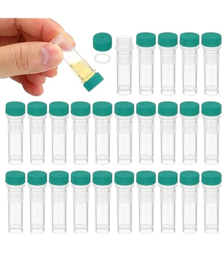 Provette Plastica 5ml - 20 Pezzi Con Tappo A Scatto Per Laboratorio