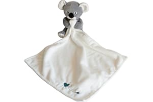SNOOZEBABE Soft Plush Koala Comforter Security Blanket 12" X 12" Grey/White for Babies, Toddlers,Boys and Girls (Grey/White)