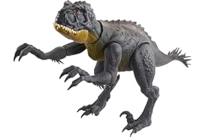 MATTEL Jurassic World Slash ‘N Battle Scorpios Rex Action & Sound Dinosaur Figure Camp Cretaceous with Movable Joints, Slashing & Tail Whip Motions & Roar Sound, Kids Gift Ages 4 Years & Up, HCB03