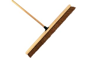 SOLADIRECT 36-Inch Wide Coco Broom with Wooden Handle - Soft Bristle Indoor Sweeping Broom for Home, Kitchen, Hardwood Floors - Natural Coconut Fibre Bristles - Eco-Friendly Floor Brush