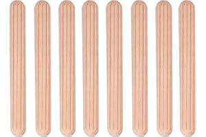 LIEBEWH 50Pcs Dowels Kallax Cabinet Drawer Round Dowels 101339, Wooden Grooved Fluted Pins Furniture Craft Dowel Pins Rods (M6*50(50PCS))