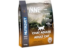 NUTRIVET - INNE Chat - Croquettes sans Céréales - Chat Adulte - Poulet - 80% d'ingrédients d'origine Animale - 1,5kg