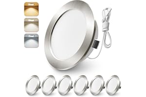 ‎ALUSSO LIGHTING ALUSSO LIGHTING LED Einbaustrahler 12V, 3000K 4000K 6000K LED Spot 12V, 4W 270LM Einbauspots 55-58mm für Wohnmobil Spiegelschrank Wohnwagen Van Kleiderschrank, Nickel 6er Set