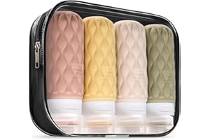 Lericttor Contenitori Viaggio Liquidi 100 ml, 4 Pezzi Bottiglie da Viaggio Aereo in Silicone, Set di Flaconi da Viaggio con Borsa da Toilette, Boccette da Viaggio per Shampoo, Lozione, Cosmetici