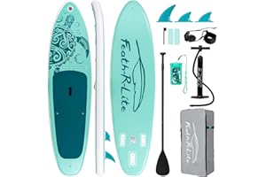 FEATH-R-LITE Inflatable Stand Up Paddle Board Ultra-Light Paddleboards - SUP Accessories Adjustable Paddle, Pump, Backpack, Leash, Fins for All Skill Levels