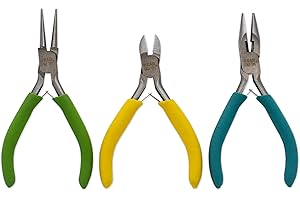 The Beadsmith Color-ID Pliers – Color Coded Set – 5 Inches, 3 Piece Kit: Chain Nose, Round Nose, & Side Cutter – Tools for Jewelry Making