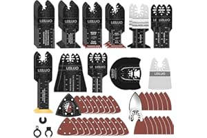 LEILUO 116 Pcs Multitool Blade Kits Cutting and Sandpaper Oscillating Tool Accessories Universal Oscillating Saw Blades with Storage Bag Compatible with DeWalt Makita Dremel and More