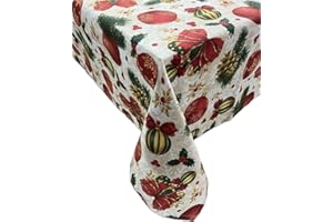 1KDreams Tovaglia Natalizia. Design Classico in chiave Moderna. Shabby chic. (130x240 cm)