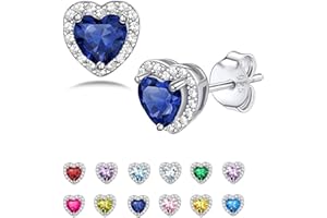Seleneva Birthstone Stud Earrings for Women Sterling Silver Dainty Earrings Crystal Zirconia Stud Earrings Birthday Christmas Valentine's Day Jewellery Gifts for Mum Sisters Girlfriend