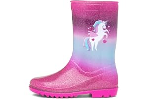 SHOE ZONE shoezone - Kids Pink & Blue Unicorn Glitter Welly