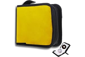 qhklew CD Tasche für 40 Disc, CD DVD Discs Aufbewahrungstasche, mit Reißverschluss Oxford Handtaschen, Mappe zur Aufbewahrung, Platzsparend für Auto und Zuhause (Gelb)