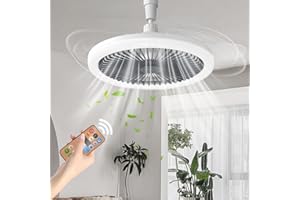 ELSMAOL LED Ceiling Fan with Lights, E27 30W Noiseless Ceiling Lamp, Remote Control, 1/2/4H Timing, 3 Color Dimmable LED, 3 Speeds, for Small Spaces Bedroom Home Office [Energy Class A+++]