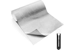 NECDEOL Pellicola isolante In Alluminio, 60 x 200 cm Pellicole Alta Temperatura Adesivo, Rotolo Isolante Termico, Paracalore Termo Isolante per Tubo Scarico Auto Moto