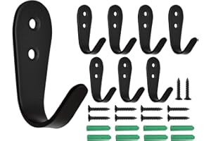 Beilala 8 Pack Black Coat Hooks for Wall Door, Heavy Duty Stainless Steel Coat Hooks Wall Mounted for Kitchen Bedroom Bathroom Office Closet