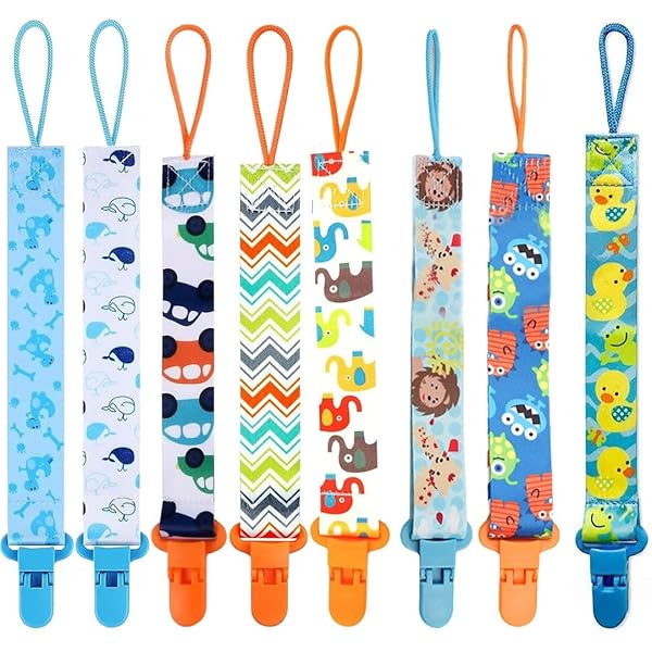 4er Set Schnullerketten Aus Baumwolle - Geflochtene Clips Für Babys