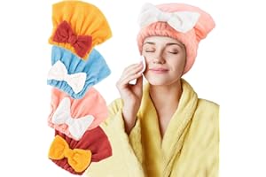 Yamitora 4 Stück Mikrofaser Haarhandtuch, Haarturban, Haartrocknungstücher Handtuch Schnelltrocknend Haartrockentuch Super Saugfähig Microfiber Towel Hair für Dickem Langem Haar