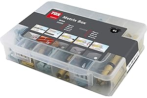 TOX cheville à expansion en laiton - assortiment Metrix Box 64 pcs., vis à tête hexagonale galvanisées assorties incluses DIN 933, 094901121