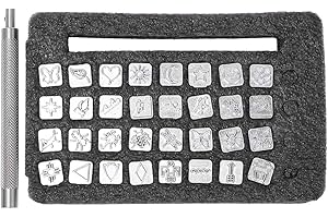 32 Pieces Leather Craft Stamps, Leather Carving Print, Embossing Mould, Zinc Alloy, DIY Punching Stamping Handle Tools Kit