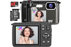 Digital Camera 4K,Vmotal UHD 64MP Photo 4K Video 60FPS,Dual Screens 2.8”+2.0”/16x Zoom/Time-lapse/Slow-motion/Autofocus/Manual Focus/with Wifi, Vlogging Camera for YouTube Beginners