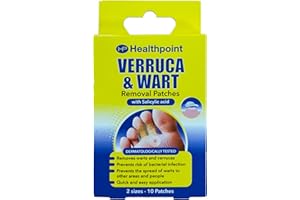 Healthpoint Verruca and Wart Removal Patches, 10 Patches in 2 Sizes, Dermatologically Tested, Prevents Risk of Bacterial Infection, for Hands and Feet, Prevents The Spread of Warts