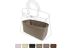 DGAZ Handtaschen Organizer Seide, Taschenorganizer Tasche in Tasche Organizer Innentaschen für Birkin 25/30/35/40 Tasche (Etoupe Grau, BK30)