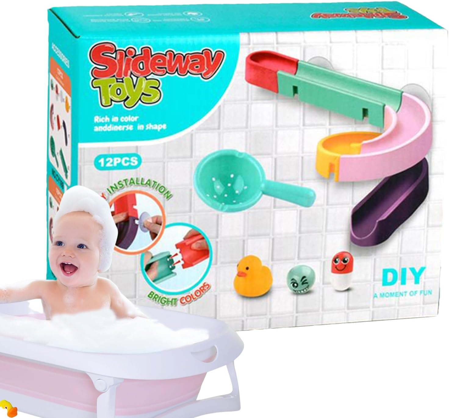 Con riel deslizante, deslizante para bañera de pared | Juguetes de ducha para niños, para tobogán de bañera de pared, divertidos juguetes