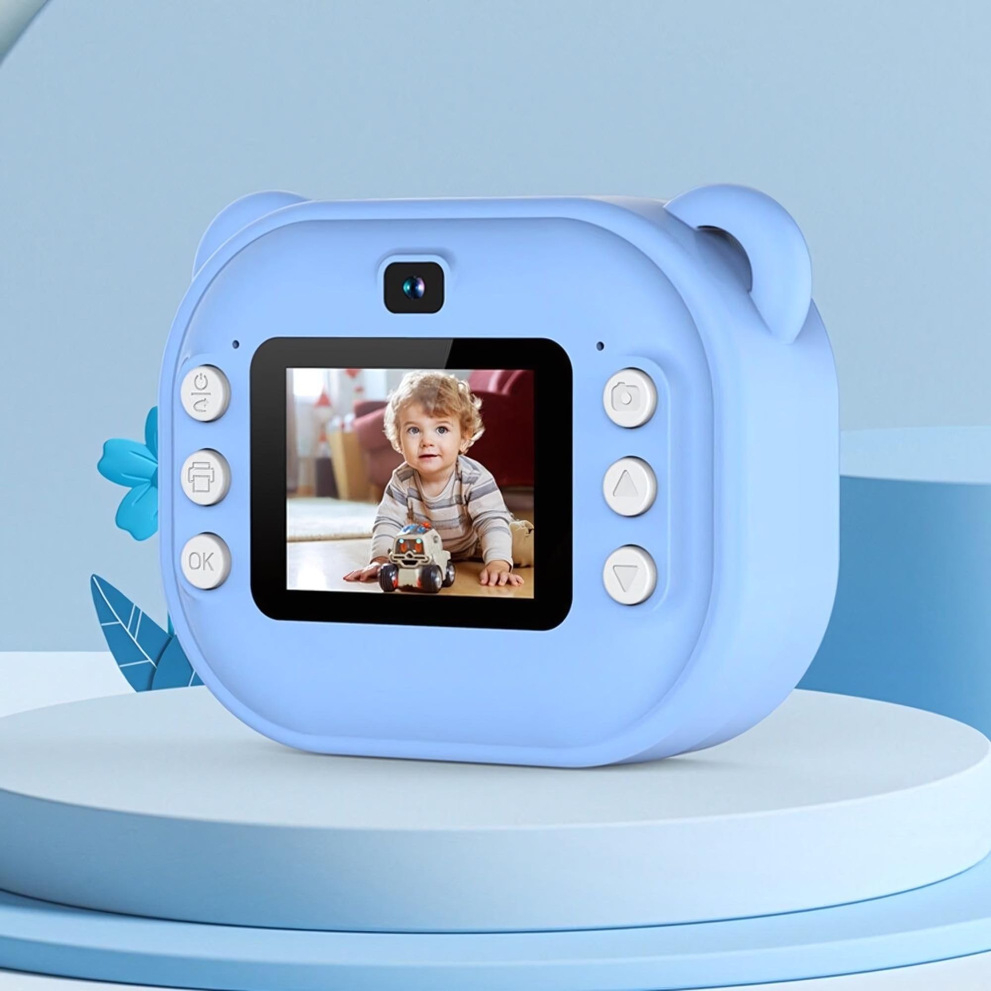 Kids Camera Instant Print with Print Paper, Selfie Digital & 1080P Video Camera (Blue)