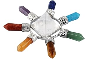 KYEYGWO Cristal de Roche Cône, Énergie Pyramide Spirituelle Décorative avec 7 Chakra Pierre Hexagonal Piontu pour Décoration Guérison Reiki Médation