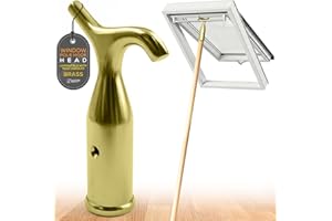 TDBS THE DUSTPAN AND BRUSH STORE Window Pole Hook (Head Only) Compatible with Telescopic Pole – Suitable for Loft Hatches, Blinds, Attic Ladders, Velux, and Other Skylight Windows (Brass)