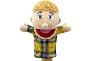 FIMIGID Family Hand Puppets for Kids Role Paly Multi-Ethnic Plush Soft Story Toys for Girls Boys Set Gifts (UK-W-BOY)