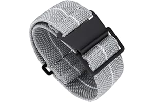 BINLUN Cinturino per Orologio in Nylon Elastico di Ricambio Militare Cinturino a Strappo Paracadute Marina Nazionale per Uomo Donna Fibbia Nero/Argento 18/20/22mm