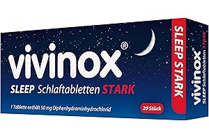 vivinox SLEEP Schlaftabletten stark: Schlafmittel für Einschlafen & Durchschlafen, mit Diphenhydramin bei Schlafstörungen, 20 Stück