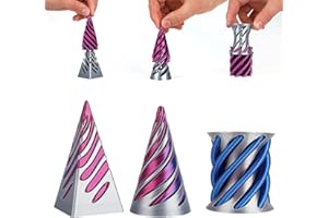 EliphonTowne 3PCS Impossible Cone Fidget Toys - 3D Printed Spiral Cone Fidget Toy, Impossible Pyramid Passthrough Sculpture, Stress Relief Fidget Gadgets for Kids Adults Anxiety ADHD 0717