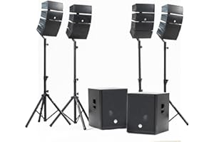 BM SONIC Pack Sonorisation DJ Complet 2400W BM Bmsonic BMS-15-ARRAY-BT, 4 Enceintes Satellites, Caissons 38cm USB/Bluetooth Supports Câbles