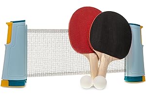 LIZZIE JACOBS New Instant Table Tennis Game Set Portable Table Tennis Set All-in-One Kit with Retractable Table Tennis Portable Travel Ping Pong Ball Set Extendable Adjustable Length