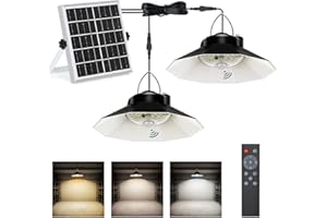 Lampop Faro LED Esterno con Pannello Solare - 4400mAh IP65, Lampada Solare da Esterno Sospesa con Telecomando e Rilevatore di Movimento, 5 Modalità + 3 Temperature Colore, 2 Pezzi​