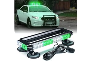 Xprite LED Strobe Rooftop Flashing Light Bar, Double Side Hazard Warning Caution Beacon Lights w/ Magnetic Mount for Emergency Vehicles Construction Cars Trucks Traffic Security White Green
