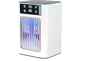 HYBRID DEC Aire Acondicionado Portatil mini 3 en 1 | Climatizador evaporativo silencioso con Depósito de Agua | Enfriador de Aire portatil y Recargable USB 900 ML | Ideal para Oficina, terraza o Camping