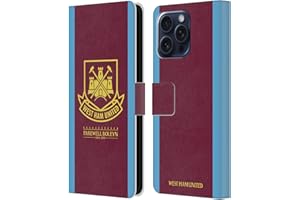 Head Case Designs Officially Licensed West Ham United FC 2015/16 Final Home Retro Crest Leather Wallet Case Compatible With Apple iPhone 16 Pro Max
