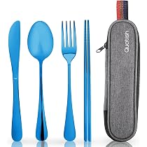 QINGHEC 4-teiliges Campingbesteck-Set – Tragbares Reisebesteck Mit Etui, Grün, Aus Polypropylen, Langlebig Camping Besteck Set 4 Teilig